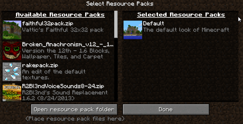 Minecraft 1.7:выбранные ресурс пакеты.