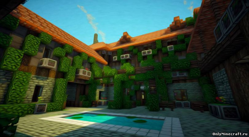 обалденный внутренний дворик Minecraft